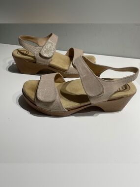 Dansko "Sonnet" Tan Shimmer Sandals Women's